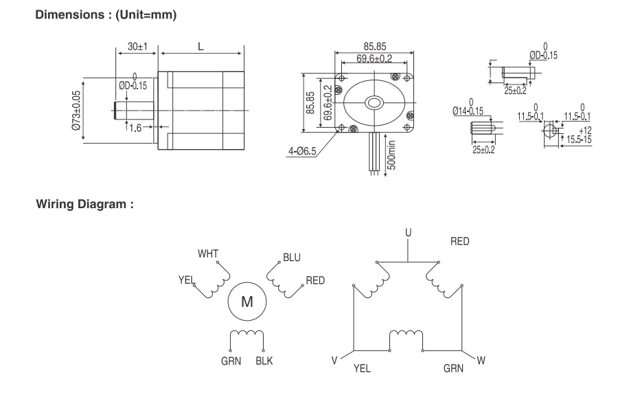 NEMA 34 (86mm) 3 phase Open Loop Stepper Motor NEMA 34 (86mm) 3 phase Open Loop Stepper Motor