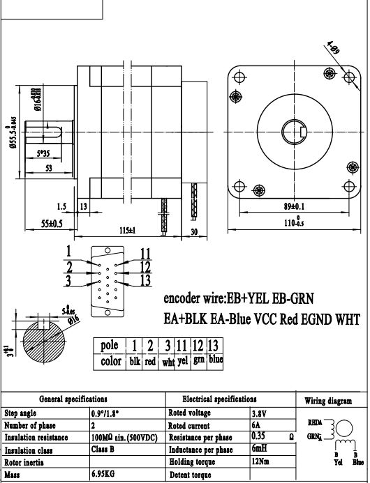 NEMA 42 (110mm) Closed Loop Stepper Motor dwg NEMA 42 (110mm) Closed Loop Stepper Motor dwg