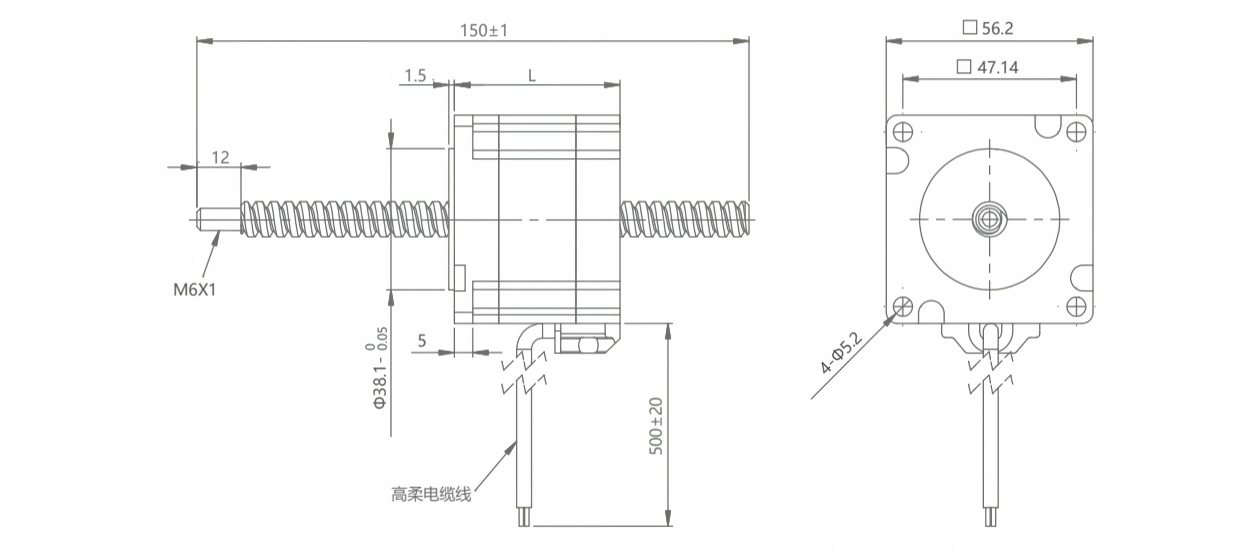 Nema 23 Through Shaft Type Stepper Motor DW Nema 23 Through Shaft Type Stepper Motor DW