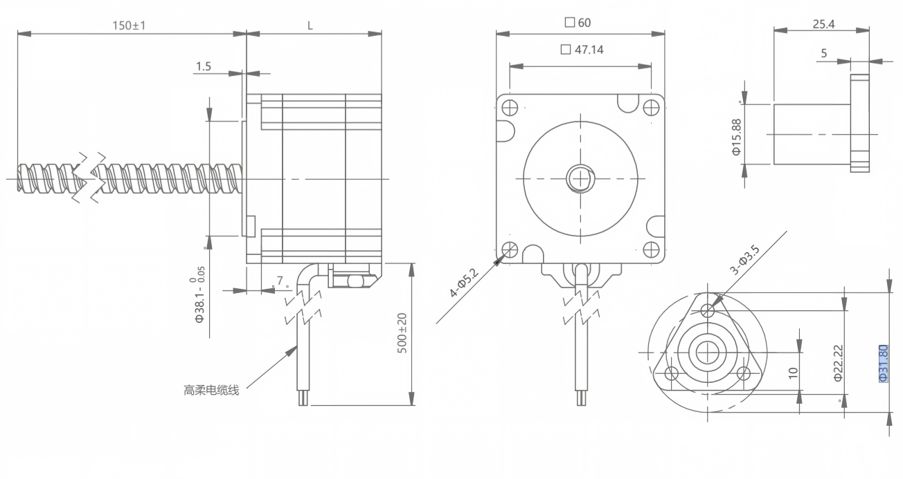 Nema 24 External Drive Type Stepper Motor DW Nema 24 External Drive Type Stepper Motor DW
