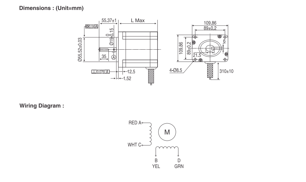 NEMA 42 110mm stepper motor dwg NEMA 42 110mm stepper motor dwg