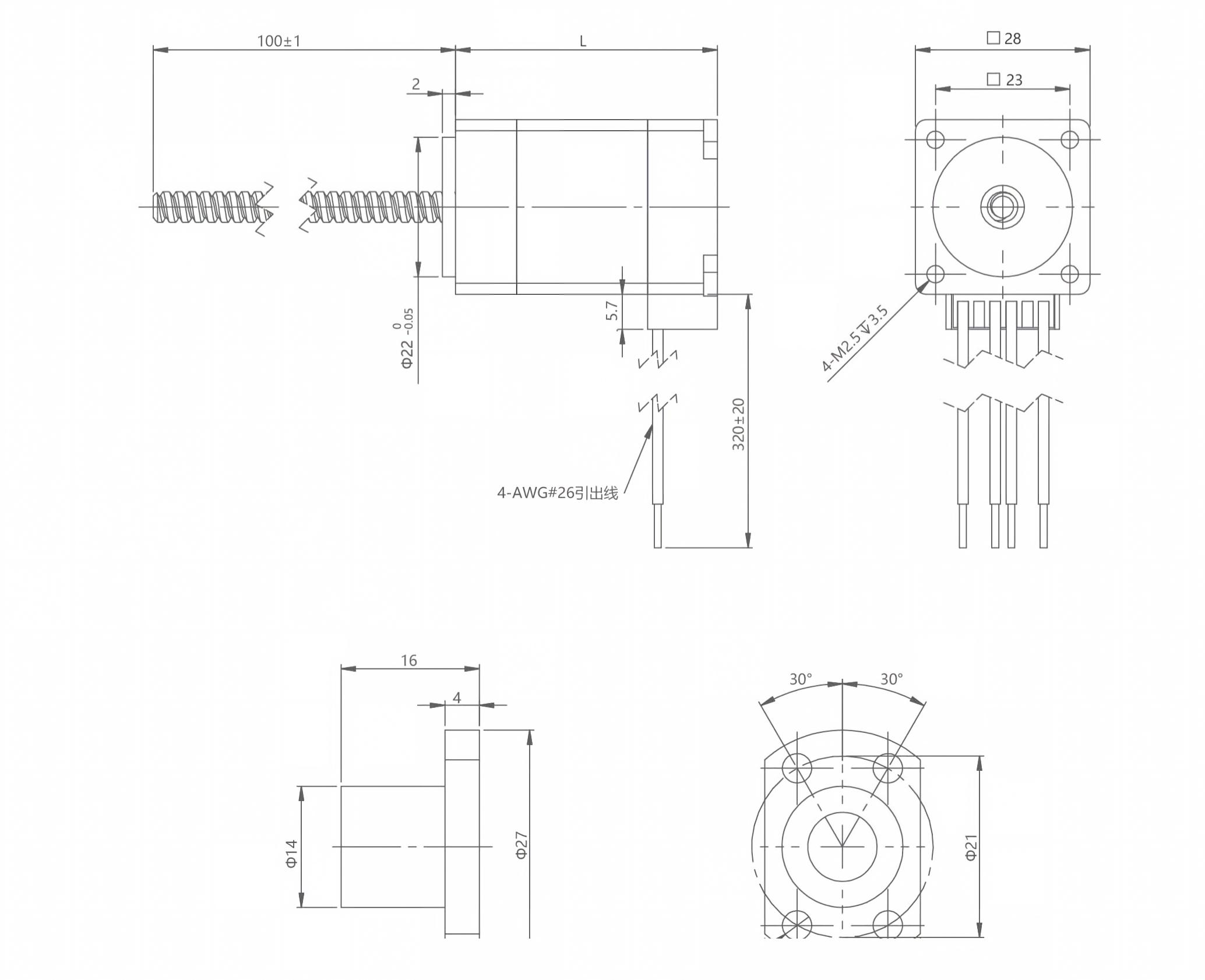 Nema 11 (28mm) Series Hybrid Ball Screw Stepper Motor(2) Nema 11 (28mm) Series Hybrid Ball Screw Stepper Motor(2)