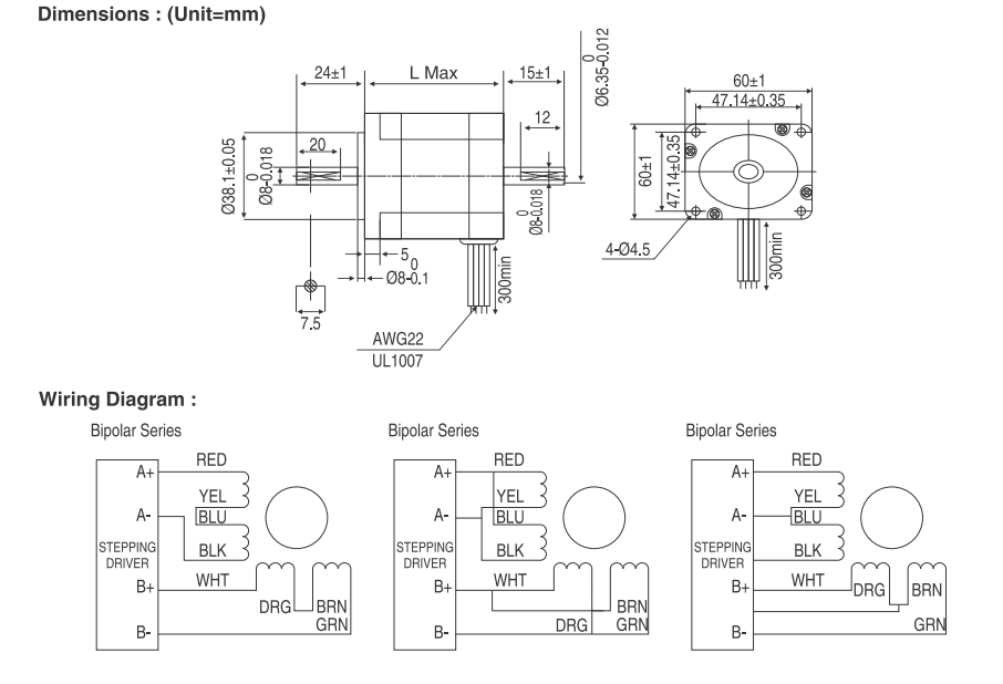 NEMA 24 (60mm) Open Loop Stepper Motor DWG NEMA 24 (60mm) Open Loop Stepper Motor DWG