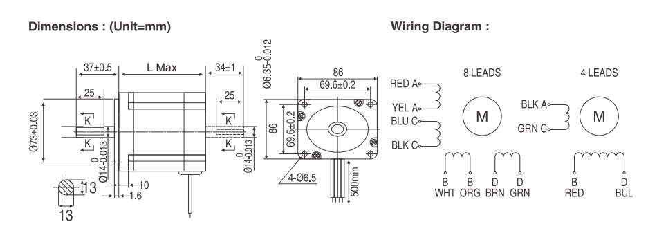 NEMA 34 (86mm) Open Loop Stepper Motor dwg NEMA 34 (86mm) Open Loop Stepper Motor dwg