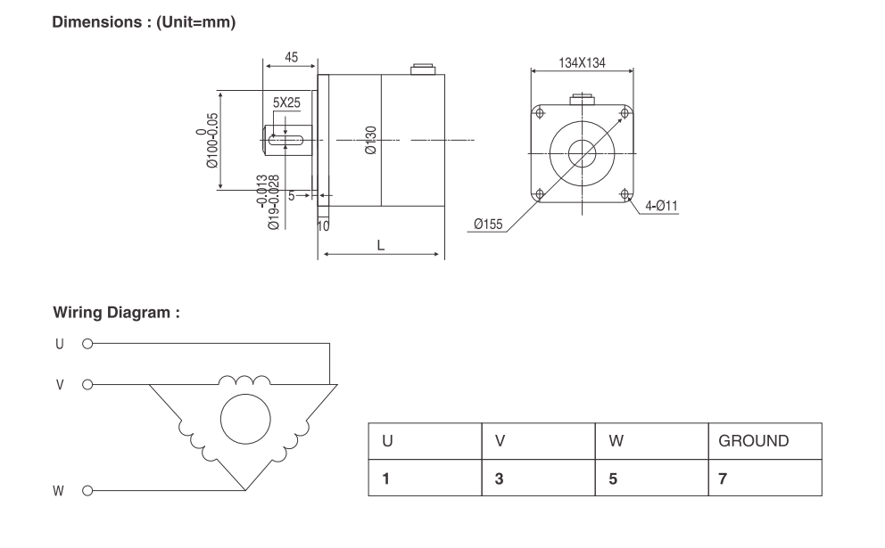 NEMA 52 (130mm) Open Loop Stepper Motor dwg NEMA 52 (130mm) Open Loop Stepper Motor dwg
