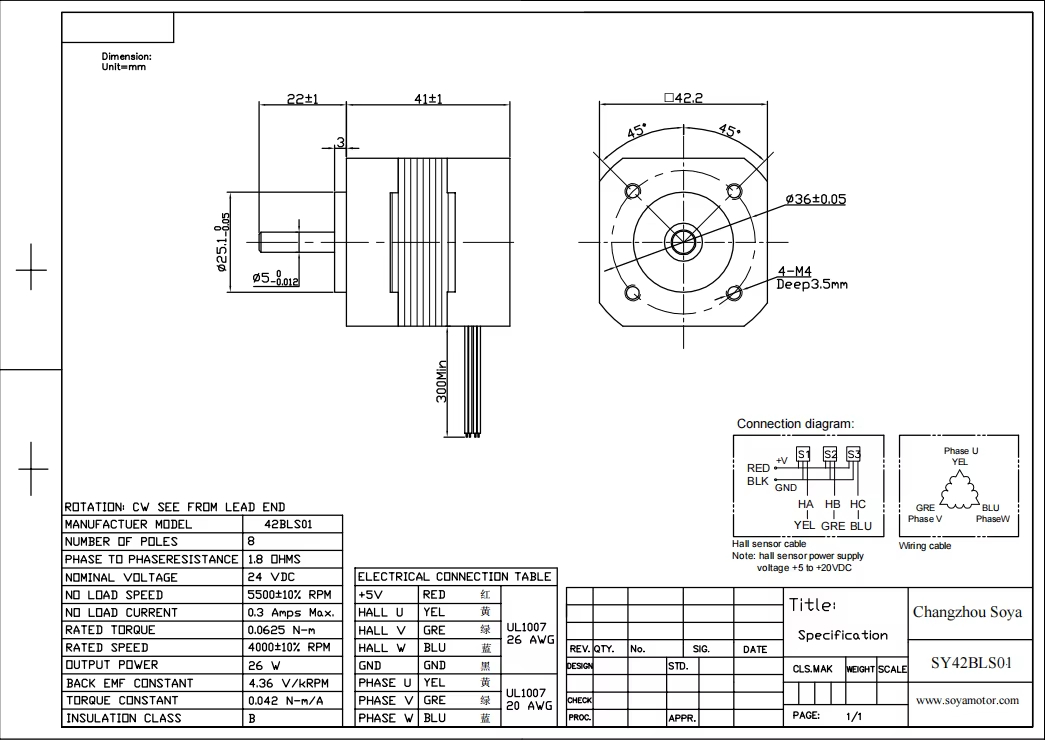 24V 26W 4000RPM Nema 17 Brushless DC Motor for Home Appliances 0.0625Nm Torque IE2 Efficiency 3